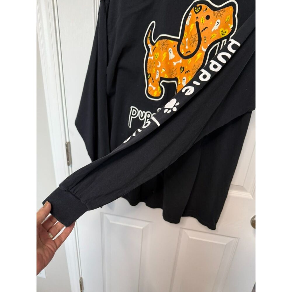 Puppie Love Dog Long Sleeve T-Shirt Size XL Black Halloween Halloween Theme - Picture 3 of 6